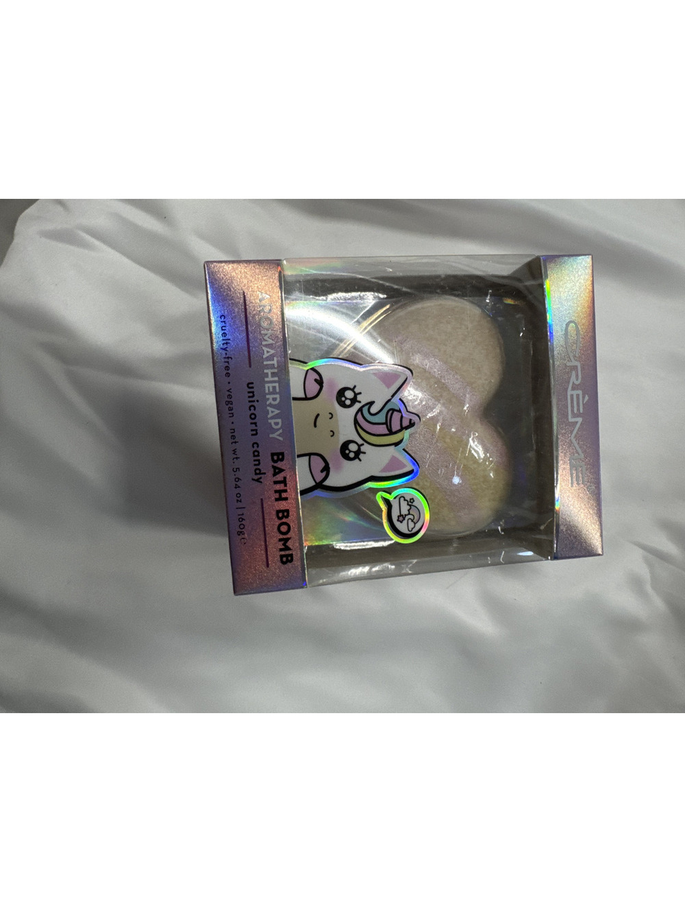 Crème Aromatherapy Unicorn Candy Bath Bomb with Strawberry Banana Aroma